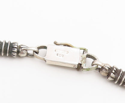 925 Sterling Silver Vintage Necklace MEXICO Barrel Link Long Chain HEAVY  NE4893