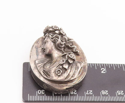 925 Sterling Silver Vintage Pendant HENRYK WINOGRAD 3D Carved Royal Lady PT23255