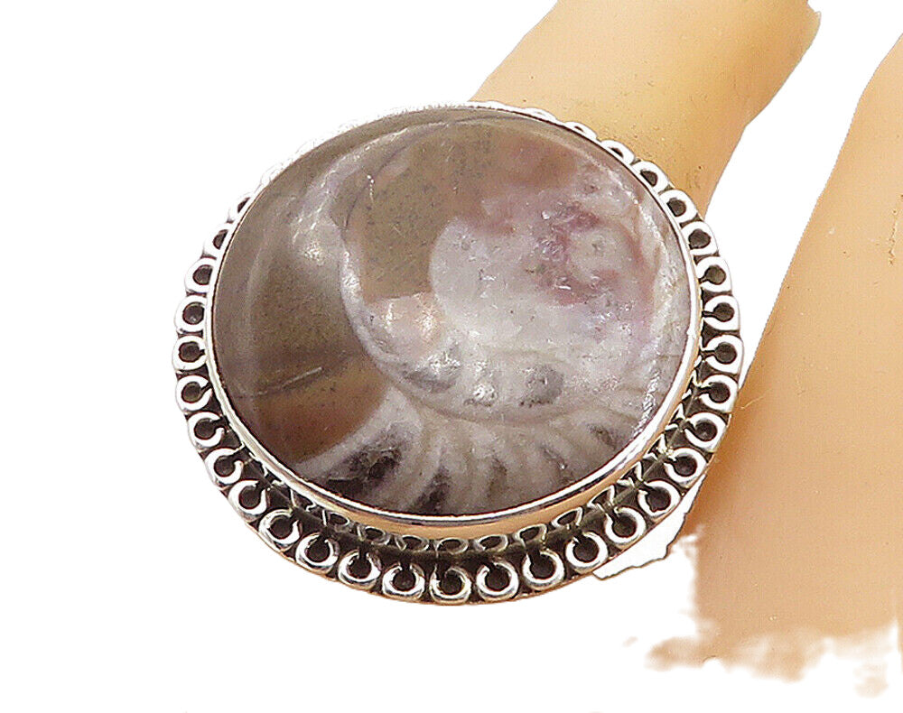 925 Sterling Silver  Cabochon Cut Brown Jasper Cocktail Ring Sz 8  RG8447