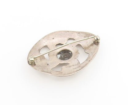 925 Sterling Silver Vintage Brooch Pin Antique Abstract Floral Design  BP12399