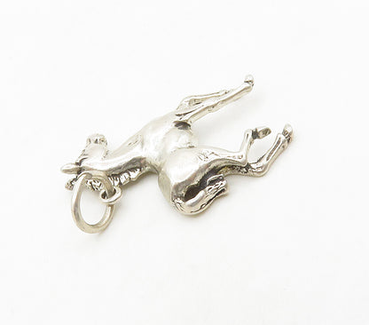 925 Sterling Silver  Vintage Shiny Petite Galloping Horse Pendant  PT12886