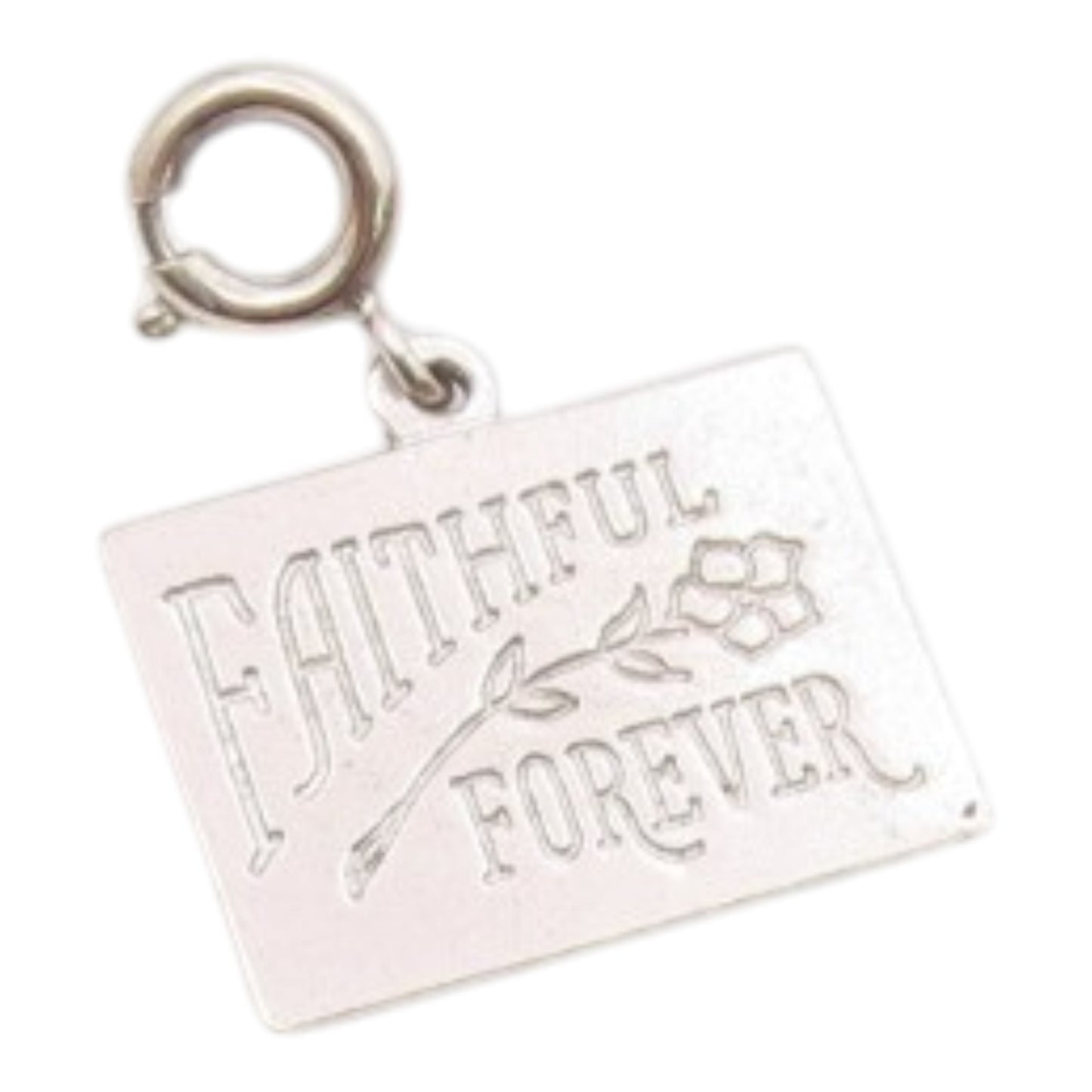 925 Sterling Silver  Vintage Shiny Square Faithful Forever Pendant  PT18882
