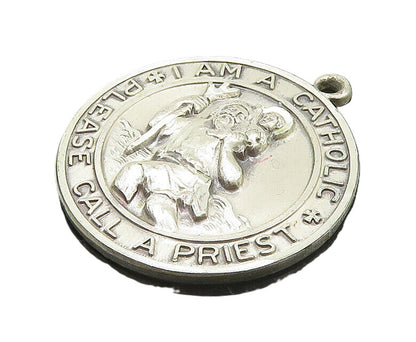 CREED 925 Sterling Silver  Vintage St. Christopher Prayer Pendant  PT15623