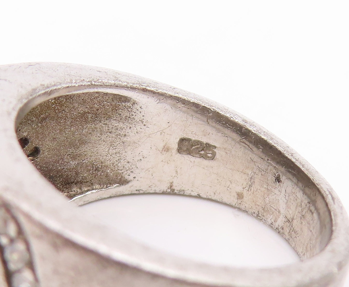 925 Sterling Silver Vintage Ring CZ Swirl Enamel Statement Band  Sz 7  RG34602