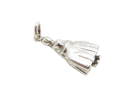 925 Sterling Silver  Vintage Shiny Petite Woman In Dress Drop Pendant  PT7377