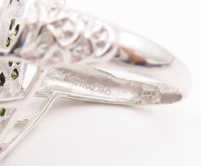 925 Sterling Silver Vintage Ring Green Peridot Mermaid Scale Band  Sz 7  RG35767