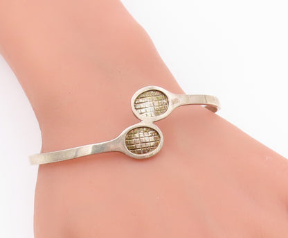 M.J. SAVITT 925 Silver   Vintage Tennis Rackets Bypass Cuff Bracelet  BT9100