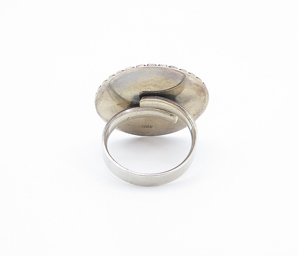 925 Sterling Silver  Vintage Modernist Sculpted Round Band Ring Sz 6.5  RG8099