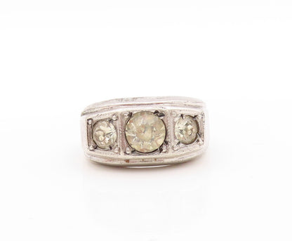 925 Sterling Silver Vintage Ring Antique Design Topaz Inlay  Sz 10.5  RG31438