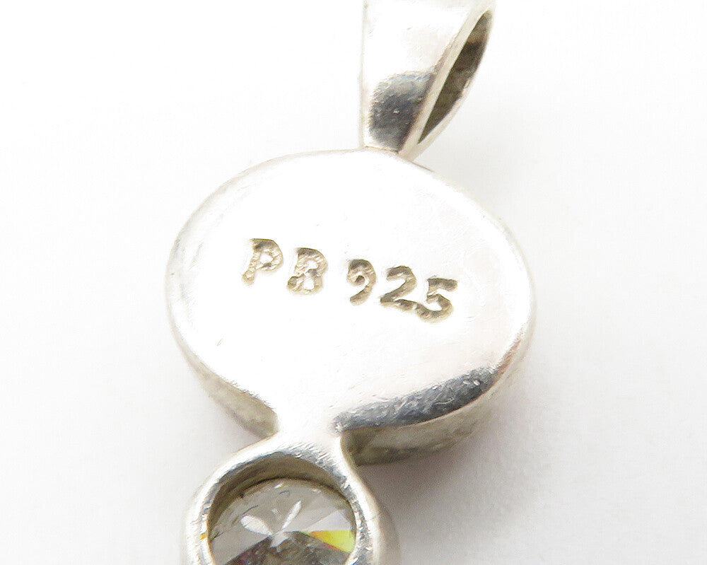 925 Sterling Silver  Vintage Jasper & Cubic Zirconia Petite Pendant  PT10885