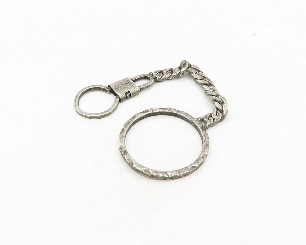 925 Sterling Silver  Vintage Dark Tone Open Circle Curb Link Key Chain  TR2407