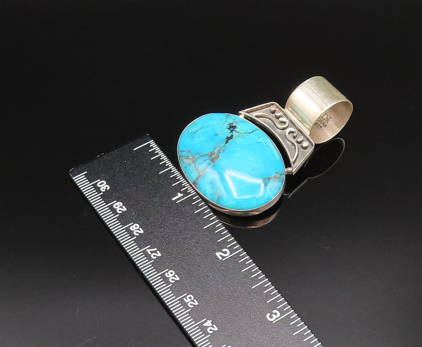 DTR JAY KING 925 Silver  Vintage Swirl & Bead Detail Turquoise Pendant PT21773