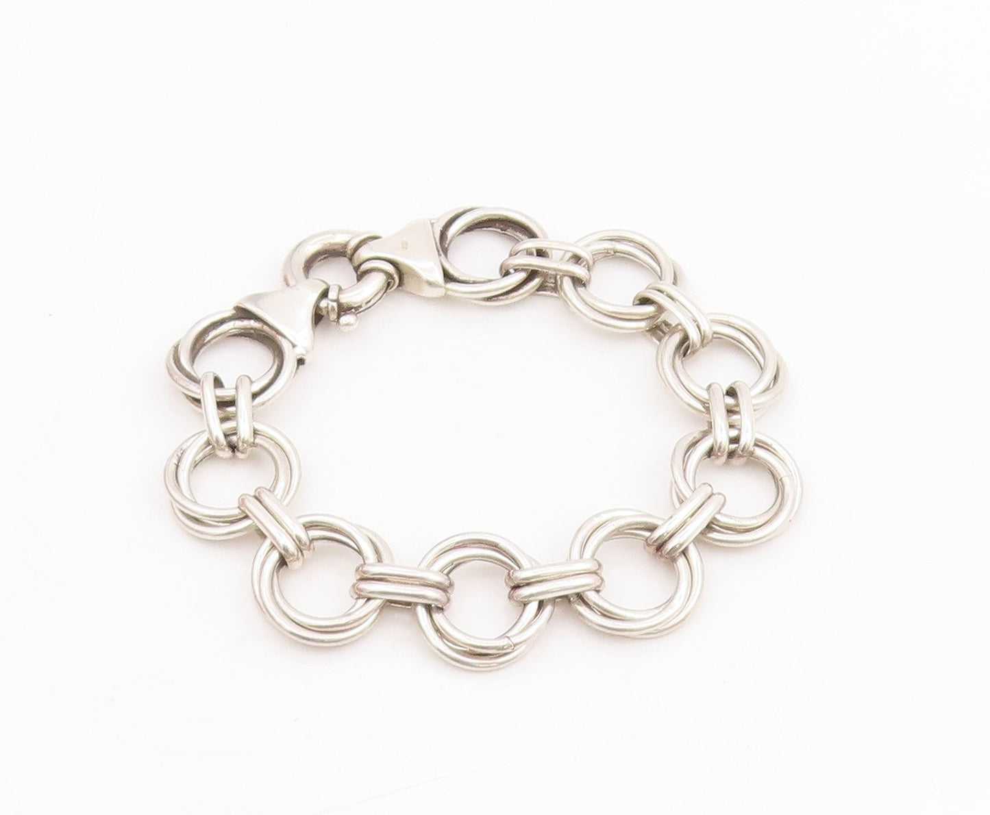 925 Sterling Silver Vintage Bracelet Interlocking Geometric Circles BT11558