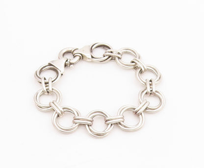 925 Sterling Silver Vintage Bracelet Interlocking Geometric Circles BT11558