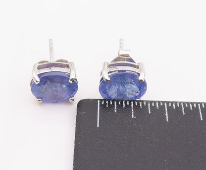 925 Sterling Silver Vintage Earrings Minimalist Oval Cut Tanzanite Studs EG13824