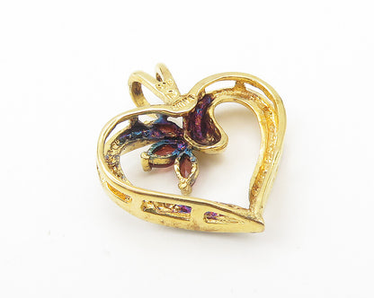 ROSS SIMON 925 Silver  Topaz & Genuine Diamond Open Love Heart Pendant  PT9221