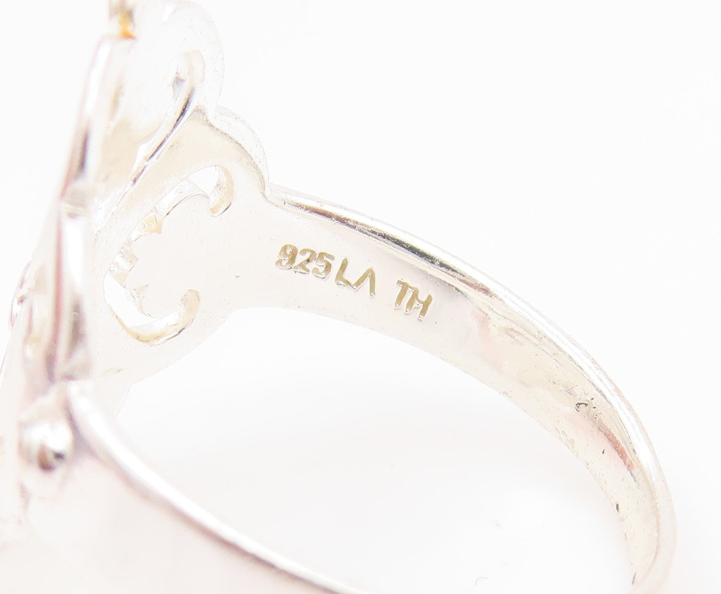 925 Sterling Silver Vintage Ring Celtic Scroll Love Heart Band  Sz 8.5  RG35608