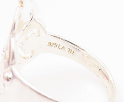 925 Sterling Silver Vintage Ring Celtic Scroll Love Heart Band  Sz 8.5  RG35608