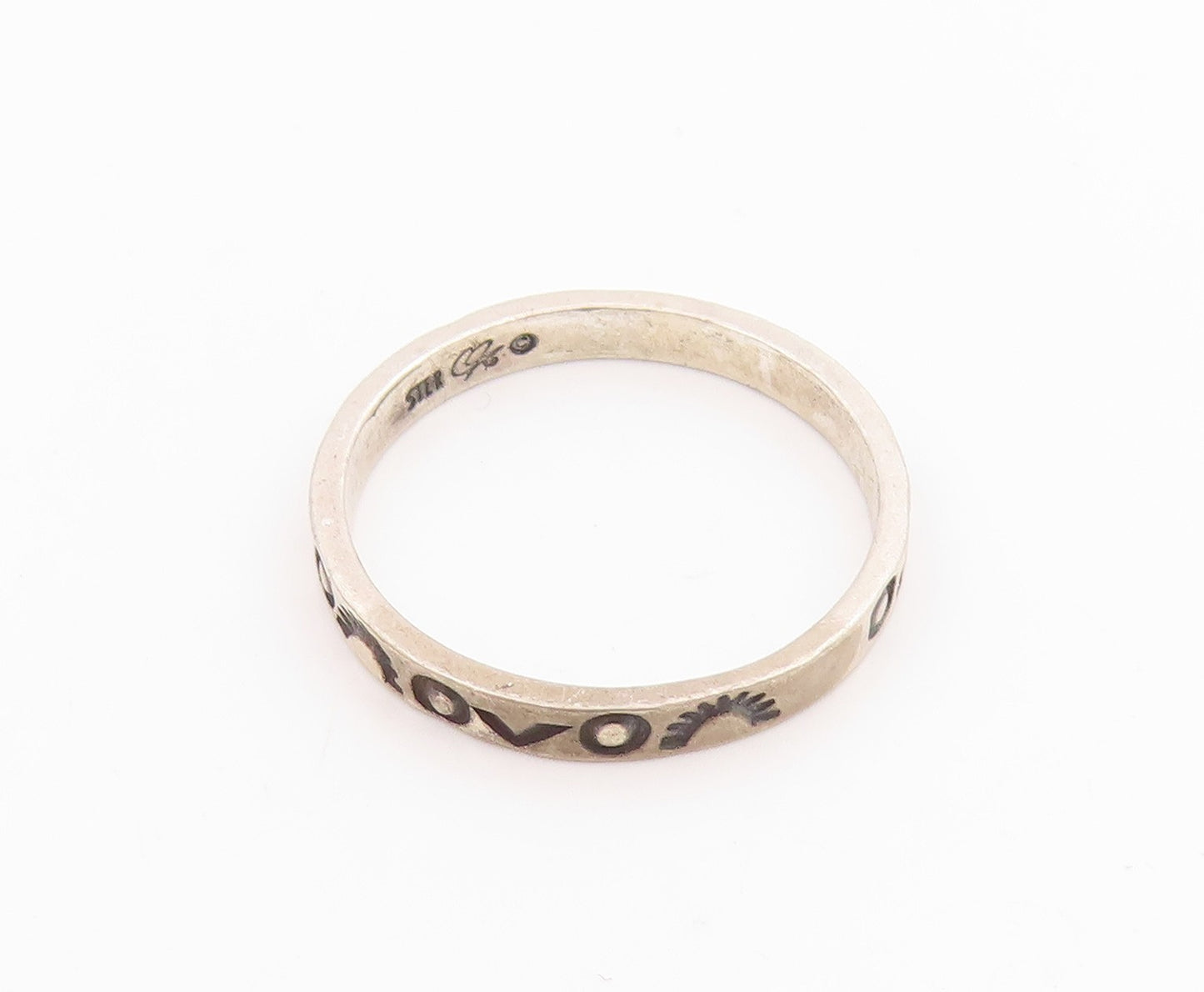925 Sterling Silver Vintage Ring CAROLYN POLLACK Etched Pattern  Sz 7  RG35798