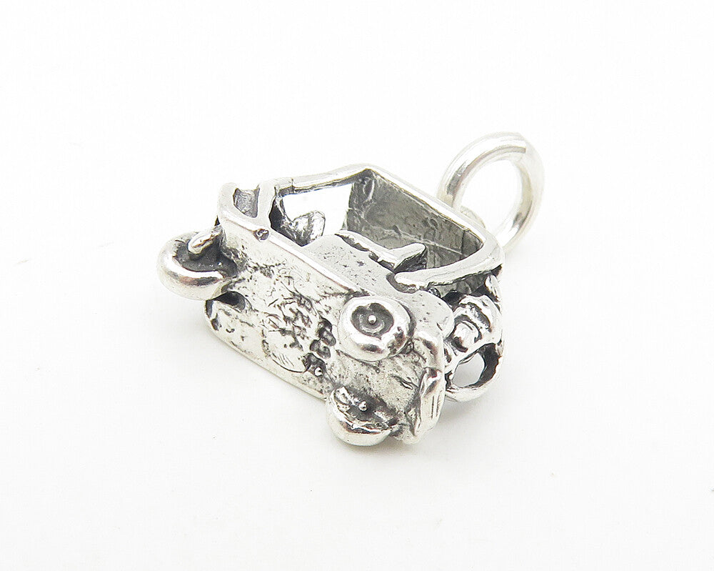 925 Sterling Silver  Vintage Shiny Petite Golf Cart Sports Pendant  PT9077
