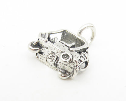 925 Sterling Silver  Vintage Shiny Petite Golf Cart Sports Pendant  PT9077
