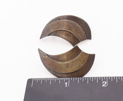925 Sterling Silver Vintage Earrings MEXICO Dark Tone Carved Horns   EG13177