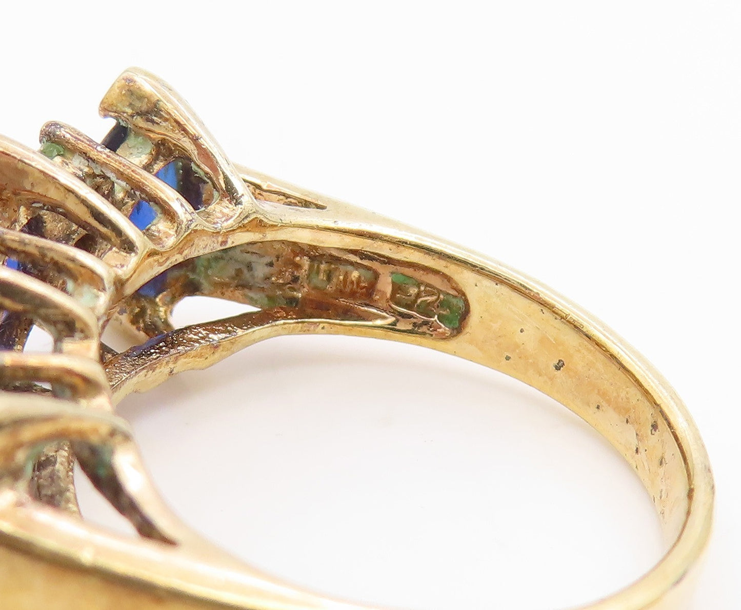 925 Sterling Silver Vintage Ring Gold Plated Sapphire & Peridot  Sz 6.5  RG35987