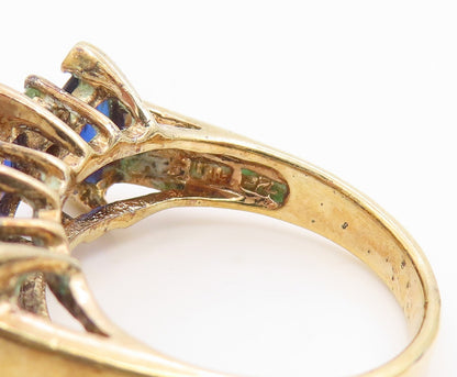 925 Sterling Silver Vintage Ring Gold Plated Sapphire & Peridot  Sz 6.5  RG35987