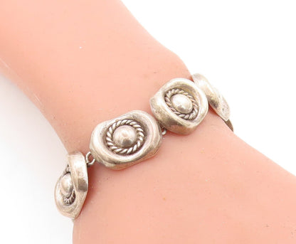 ZINA 925 Sterling Silver  Vintage Dark Tone Twist Dome Chain Bracelet  BT1836