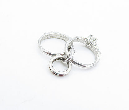 925 Sterling Silver  Vintage Topaz Engagement & Wedding Rings Pendant  PT4302