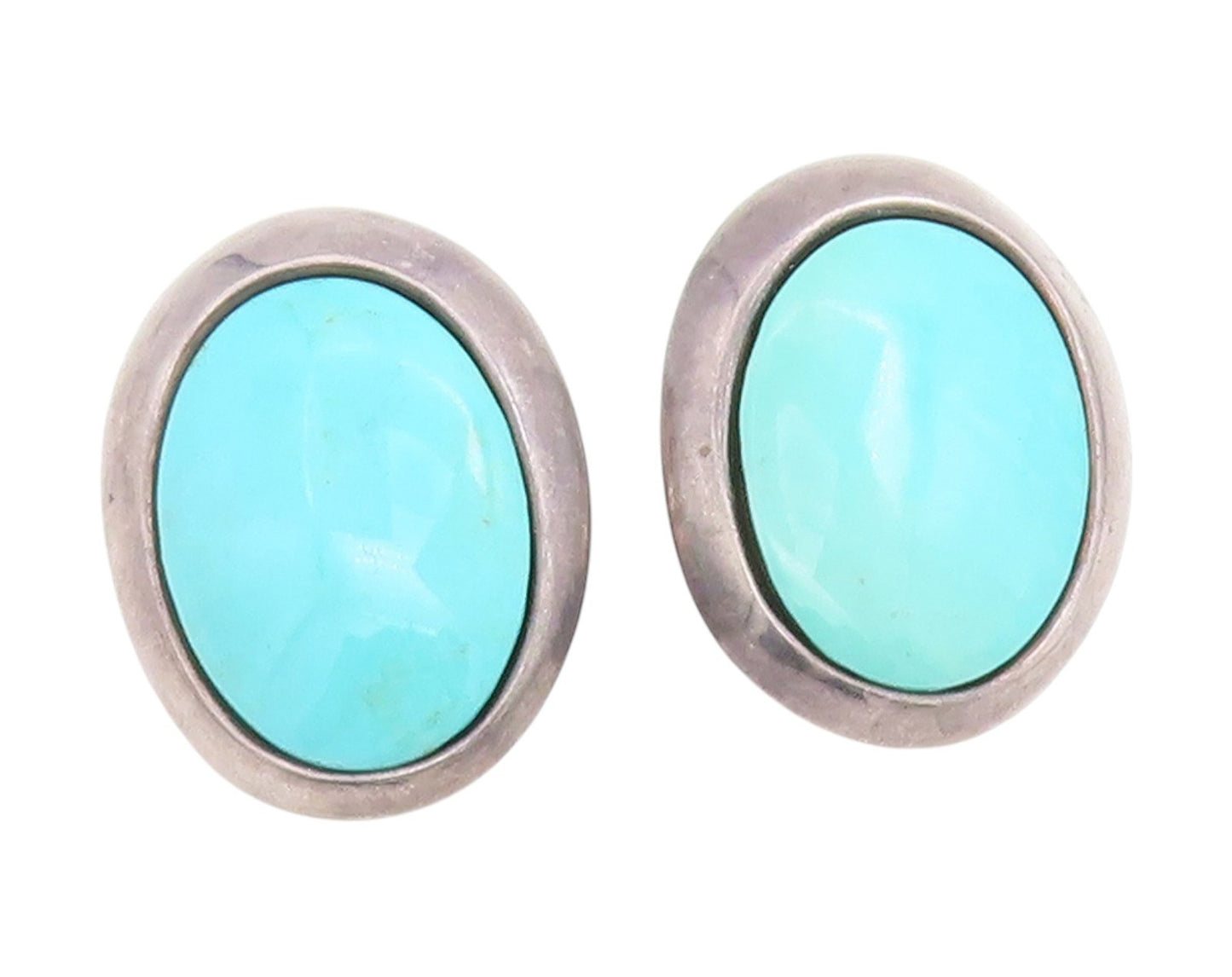 925 Sterling Silver Vintage Earrings ZINA Cabochon Turquoise Clip On  EG13951
