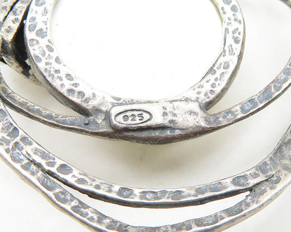 925 Sterling Silver Vintage Pearls & Mother Of Pearl Modernist Pendant PT15287