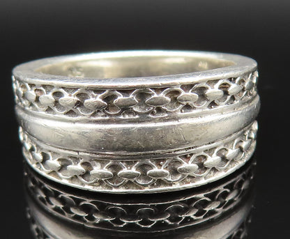 925 Sterling Silver  Vintage Smooth Center Rolo Link Band Ring Sz 9  RG25373