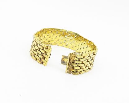 925 Sterling Silver Vintage Gold Plated Brick Layer Chain Bracelet  BT7159