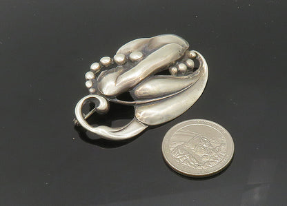 925 Sterling Silver  Vintage Antique Shiny Floral Motif Brooch Pin  BP8171