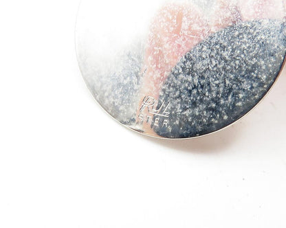 925 Sterling Silver  Shiny Etched Action Aerobics Round Drop Pendant  PT8936
