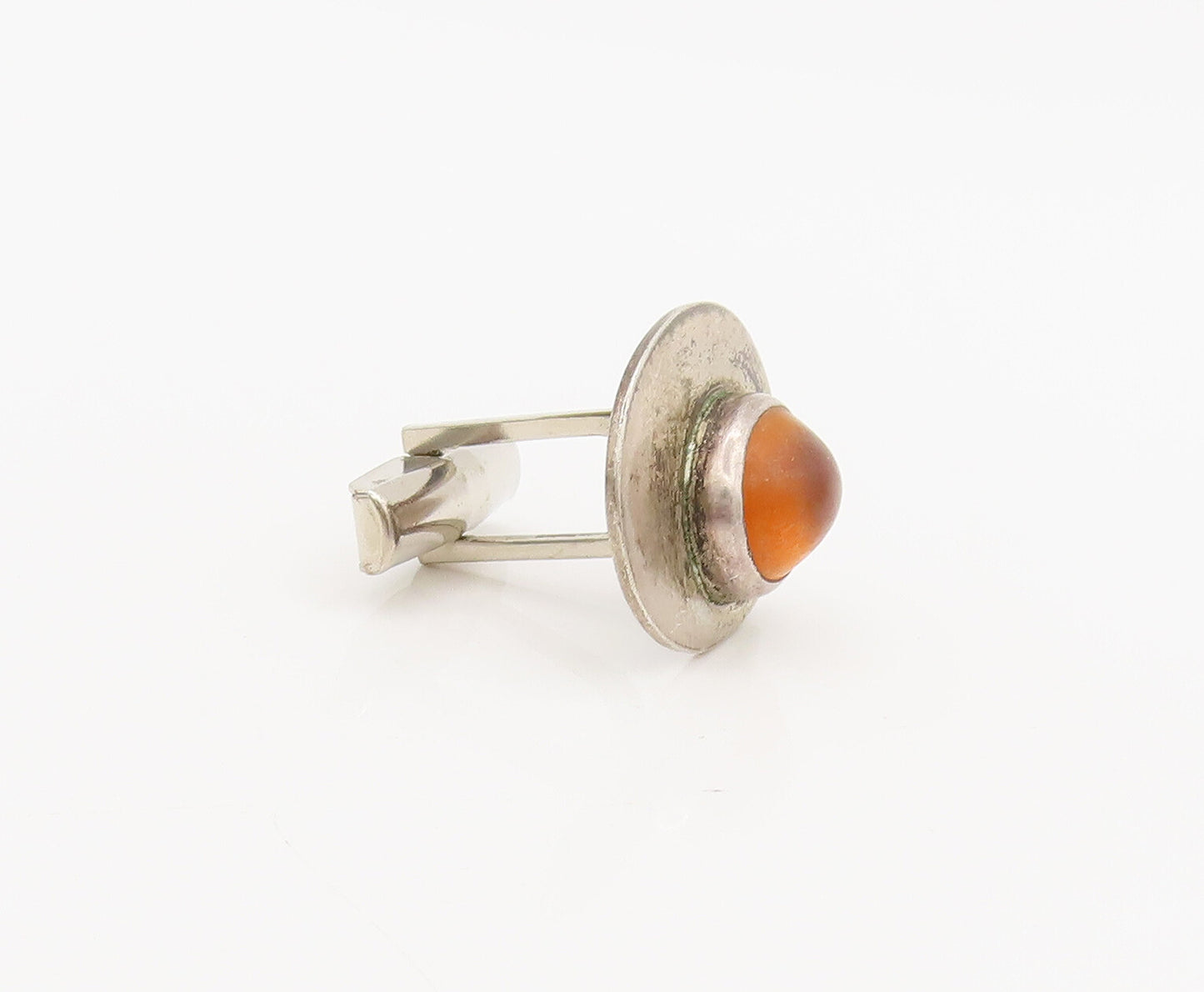 925 Sterling Silver Vintage Designer Oval Carnelian Cuff Links TR3600
