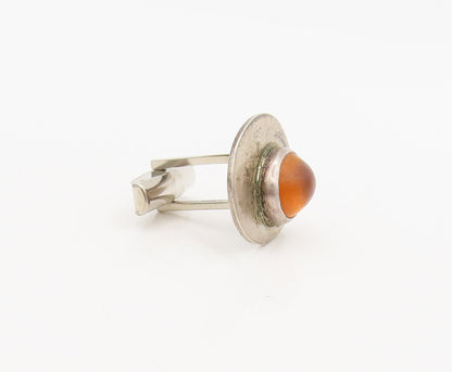 925 Sterling Silver Vintage Designer Oval Carnelian Cuff Links TR3600