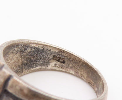 925 Sterling Silver Vintage Ring Modernist Ribbed Solid Dome  Sz 6.5  RG34846