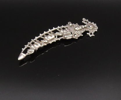 925 Sterling Silver  Vintage Antique Elephant Cutout Sword Brooch Pin  BP9965