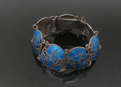 SIAM 925 Sterling Silver  Vintage Enamel Dancer Round Chain Bracelet  BT8997