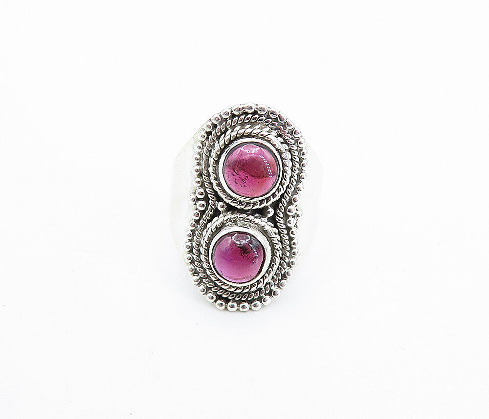 925 Sterling Silver  Cabochon Cut Amethyst Twist Cocktail Ring Sz 7.5  RG7906