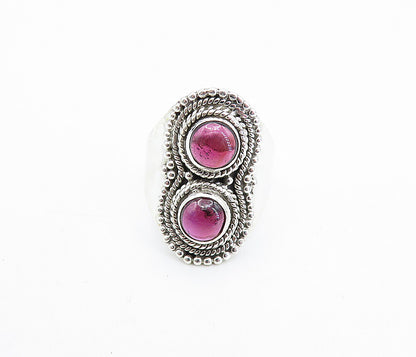 925 Sterling Silver  Cabochon Cut Amethyst Twist Cocktail Ring Sz 7.5  RG7906