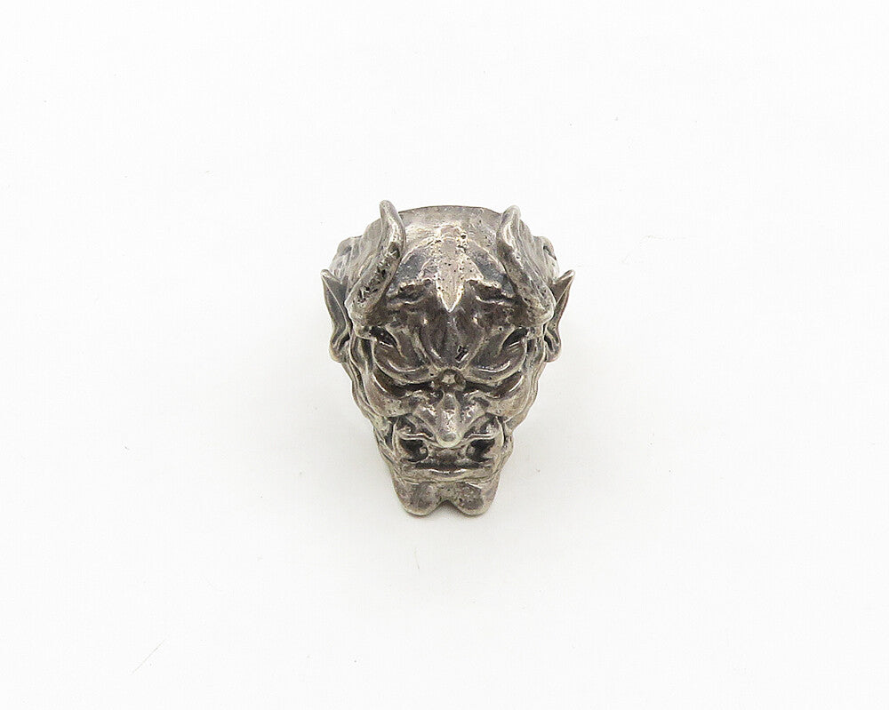 925 Sterling Silver  Vintage Heavy Devil Masonic Biker Ring Sz 13  RG18928