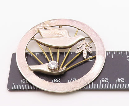 MISTY TAYLOR 925 Silver  Vintage Cubic Zirconia Hand & Dove Brooch Pin  BP6769