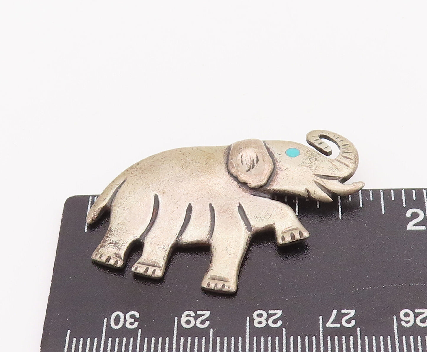 925 Sterling Silver Vintage Brooch Pin Solid Carved Walking Elephant  BP11040