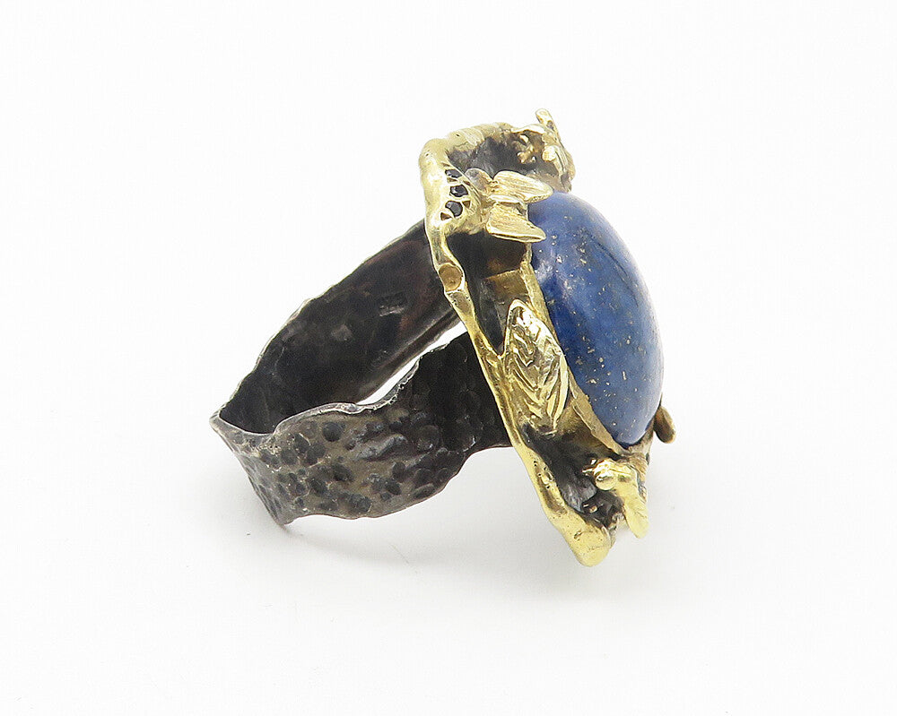 925 Sterling Silver Vintage Antique Lapis Lazuli Cocktail Ring Sz 8.5  RG11373