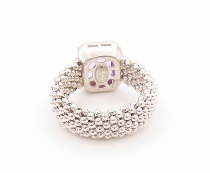 925 Sterling Silver Vintage Ring Square Amethyst Chain Band  Sz 7.5  RG32847