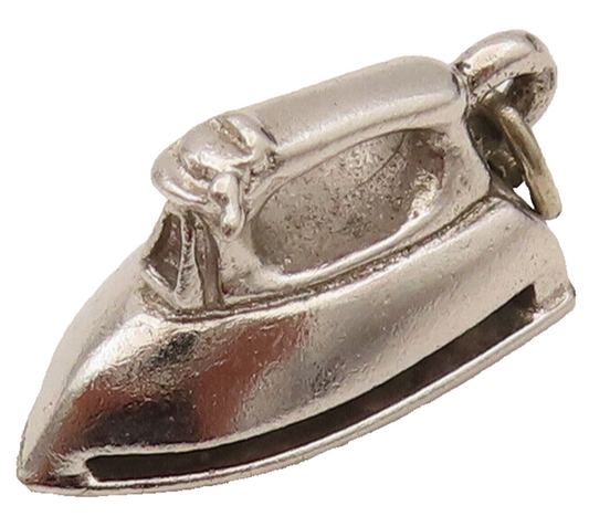 BEAU 925 Sterling Silver Vintage Minimalist Clothes Iron Charm Pendant PT21961