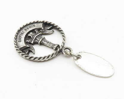 925 Sterling Silver  Vintage Oxidized King's Island Twist Drop Pendant  PT8245